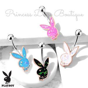 Playboy Bunny Rose Gold Opal Belly Button Rings